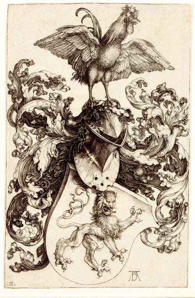 ライオンと雄鶏の紋章、1502-03 作： Albrecht Dürer